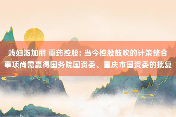 贱妇汤加丽 重药控股: 当今控股鼓吹的计策整合事项尚需赢得国务院国资委、重庆市国资委的批复