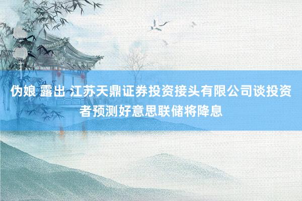 伪娘 露出 江苏天鼎证券投资接头有限公司谈投资者预测好意思联储将降息