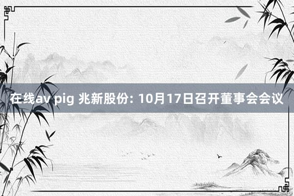 在线av pig 兆新股份: 10月17日召开董事会会议